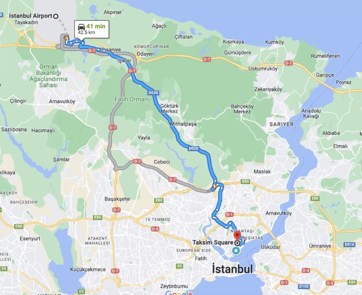 istanbul aiport taksi to taksim